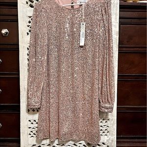 all eyes on you rose gold sequin dress
